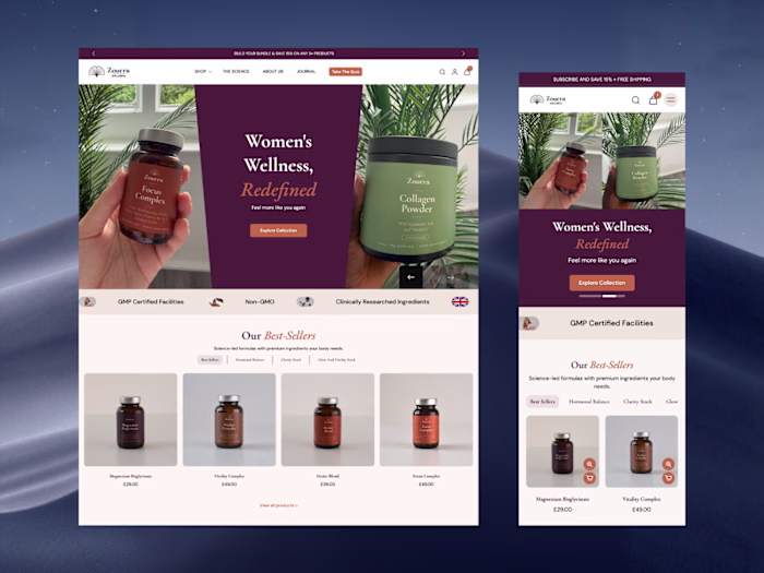 Shopify Website Design & Development for Zourra Supplement Brand