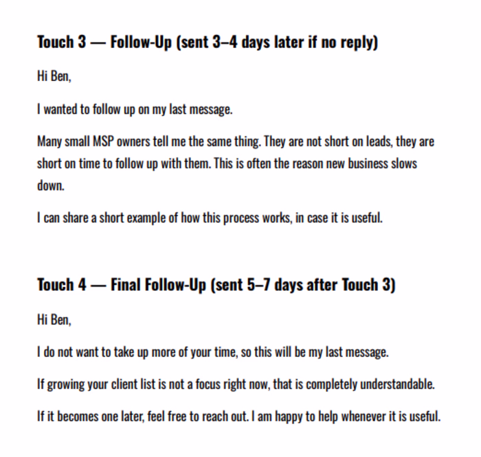 A 4-touch LinkedIn outreach sequence