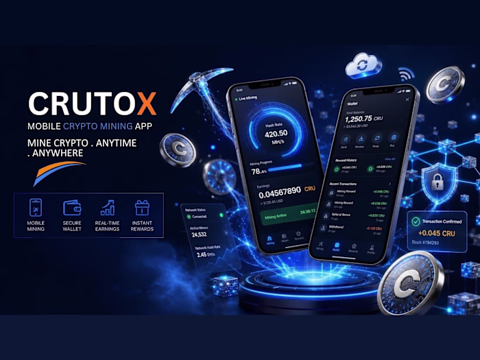 Crutox - Mobile Crypto Mining App (100K+ Installs)