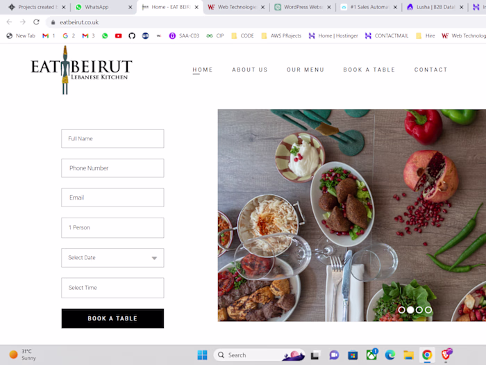 Eatbeirut UK Restaurant Fully Functional Website