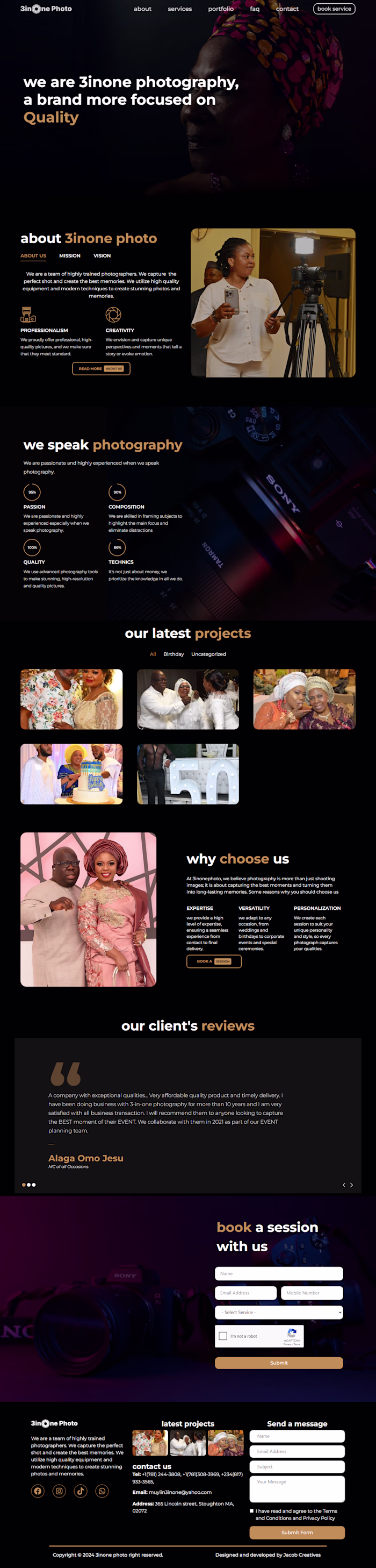 WordPress Website Redesign for 3inone Photography