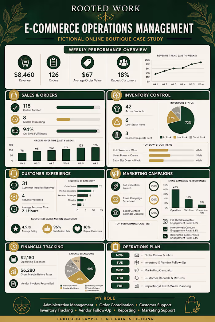 E-Commerce Operations Management Portfolio Sample
This