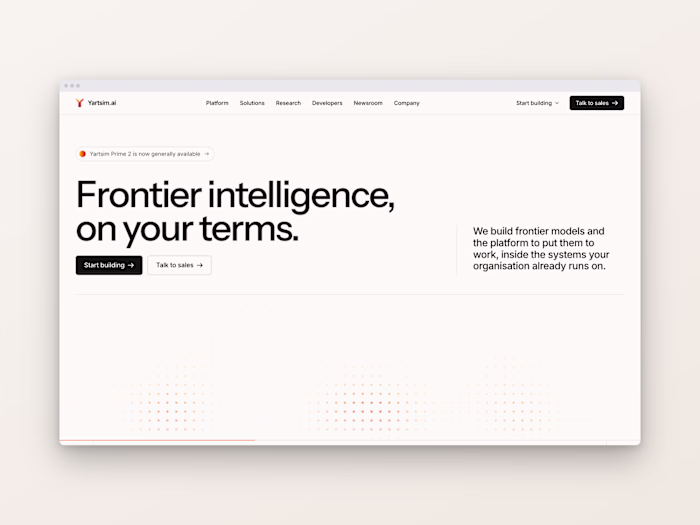 Enterprise AI Landing Page Development for Yartsim