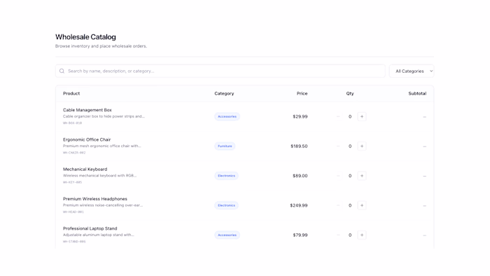 B2B Customer Order Portal