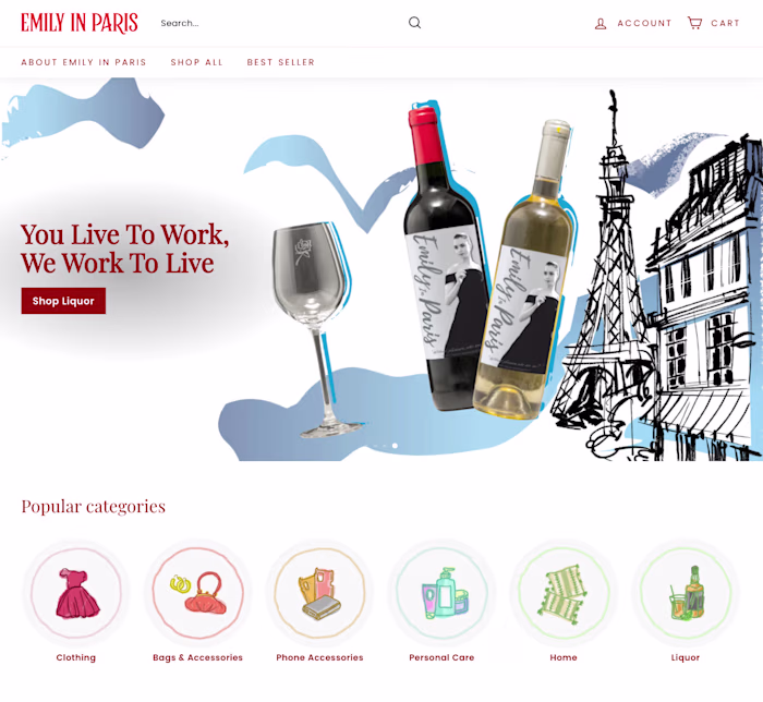Illustration Design for Emily In Paris's Merchandise Website
