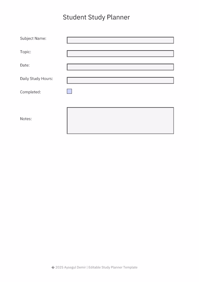 Student Study Planner