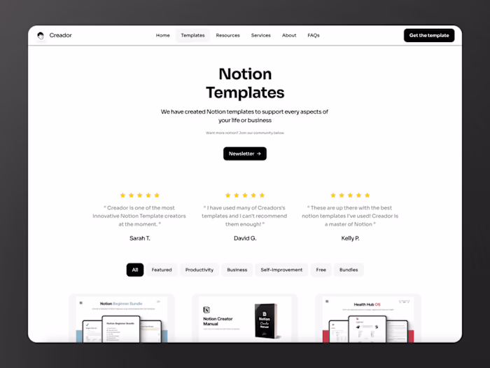 Creador - Notion Creator Framer Template