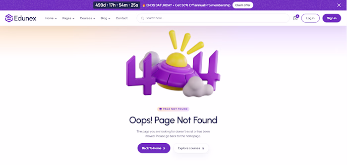 A 404 error page is
