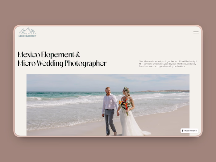 Intimate Wedding Photographer Web Design