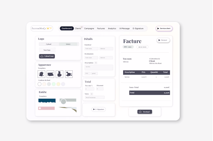SaaS Invoicing & Mini CRM Prototype Design