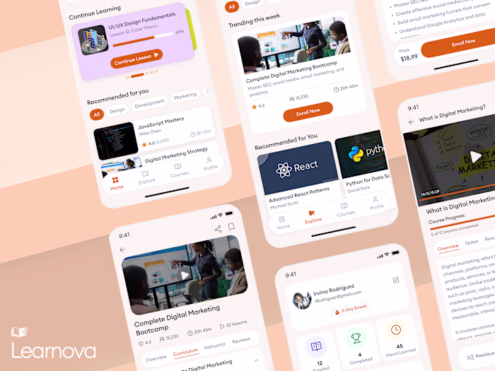Learnova — Learning Management Mobile App