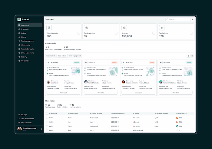Shiptrack: Shipment Management Web App SaaS Dashboard