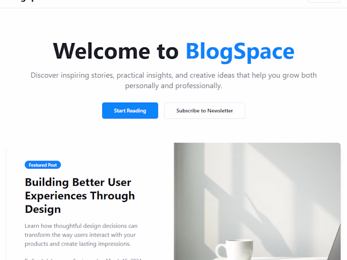 BlogSpace – Elegant Blogging Platform for Modern Creators
