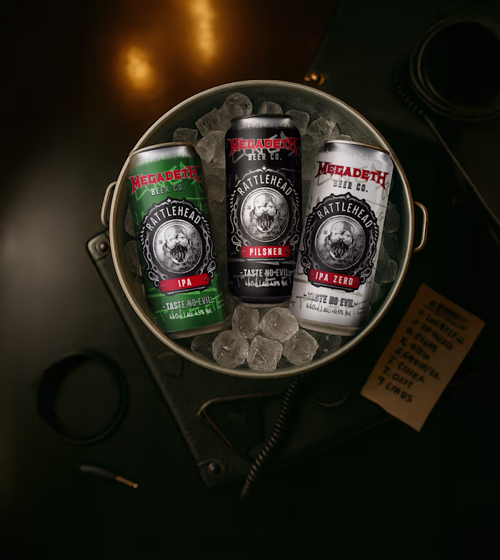 Megadeth beer product ai visuals and retouching
