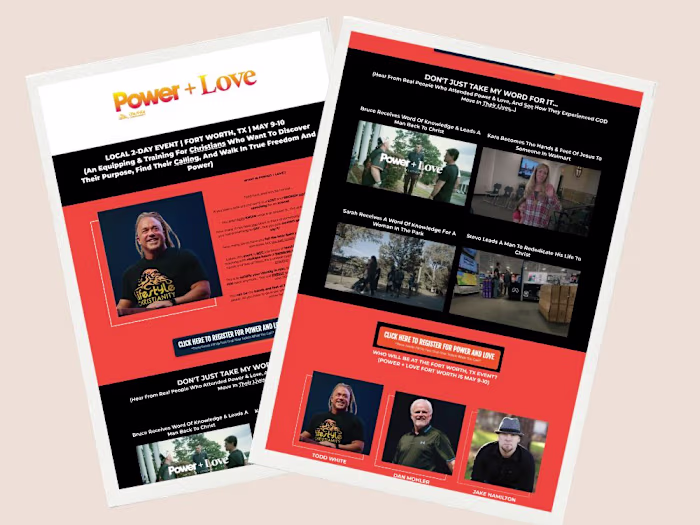A custom event website designed