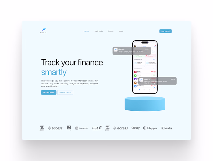 Hero section for Fisero AI