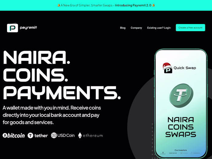 Landing page for a crypto startup