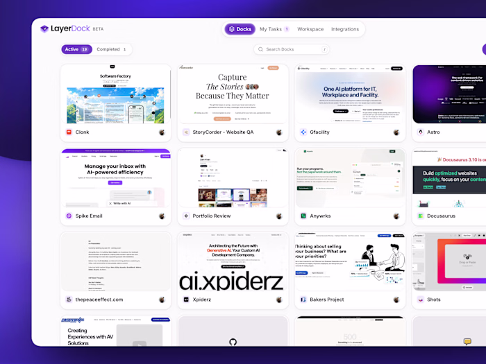Dashboard design for layerdock.io (http://layerdock.io)