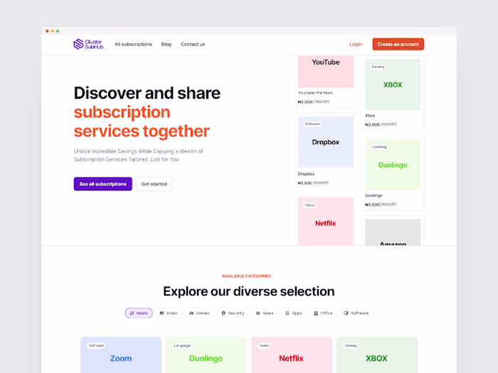 Clustersub Website and Dashboard Design