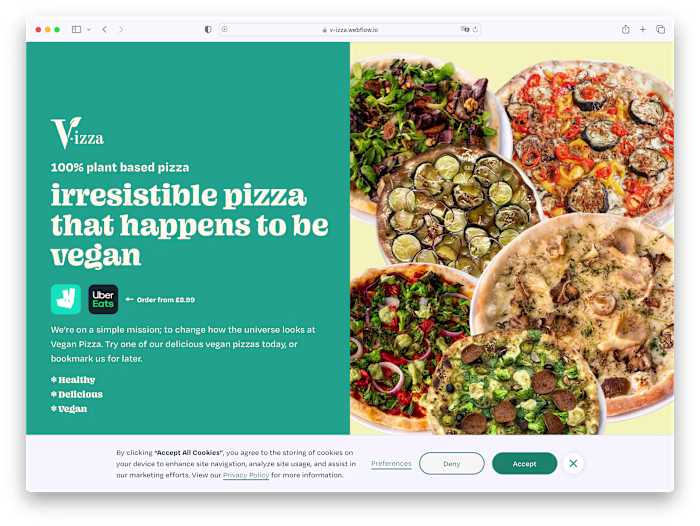 V-izza Webflow social media marketing