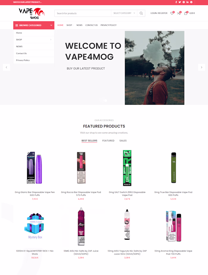 E-Commerce Website for Vape Store – High-Conversion Online Store