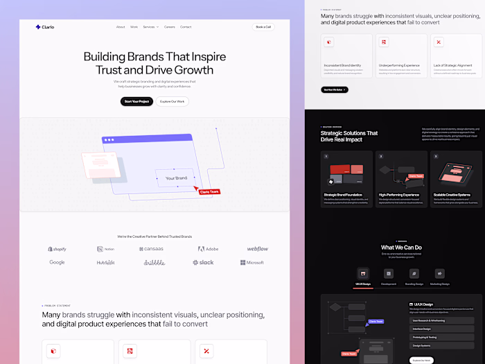 Clario Creative Agency Landing Page Design
