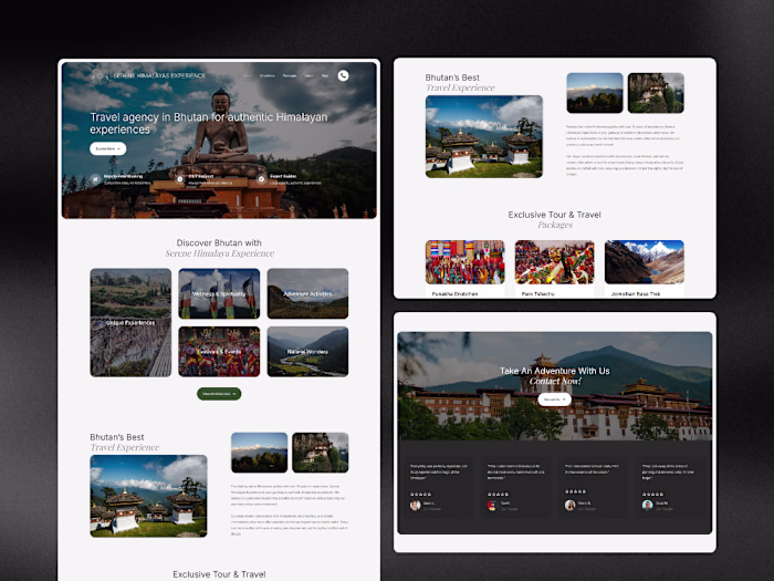 A comprehensive website for Serene Himalayas Travel, a Bhuta...
