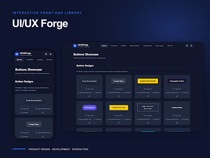 UI/UX Forge — Interactive UI & Animation Library