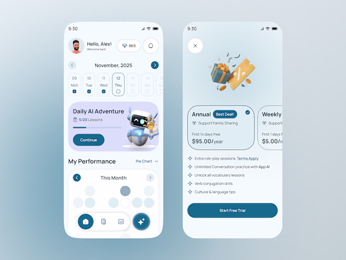 AI Learning App UI Design