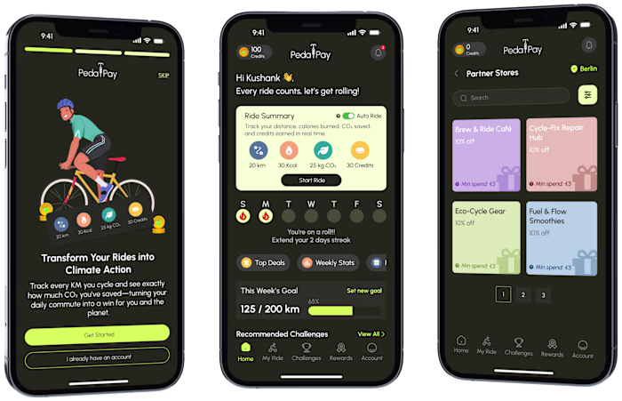 Pedal Pay app A gamified cycling app that rewards eco-friend...