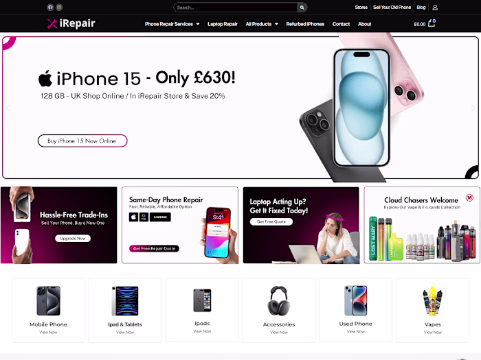 Mobile eCommerce and Repai Kooking Website