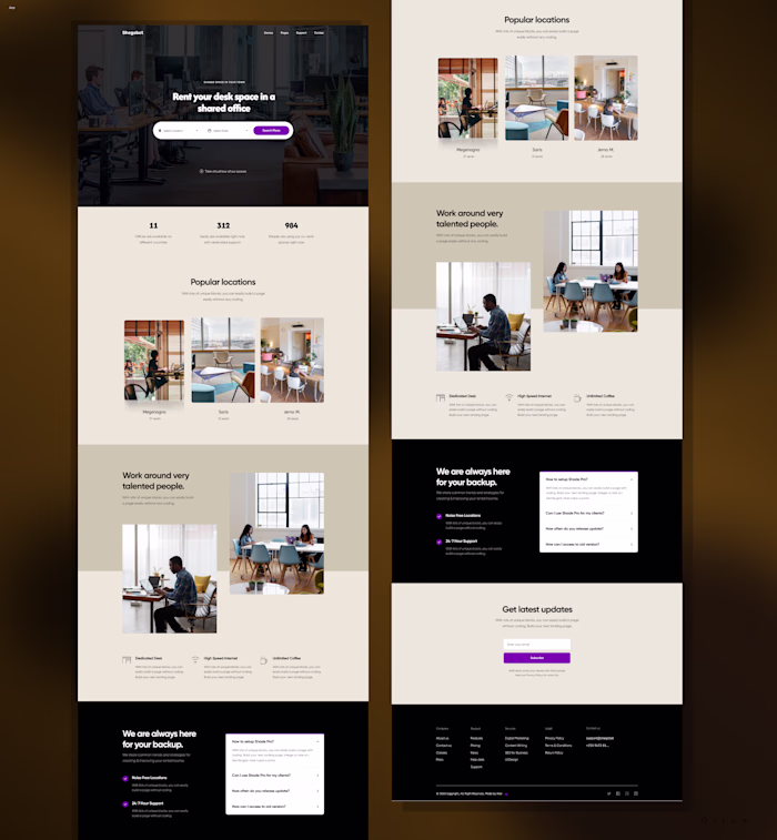 Landing page design