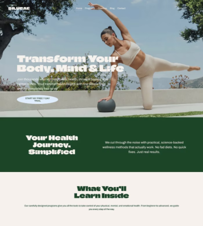Squarespace website - Wellness, Fitness