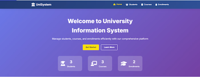 This university information system includes