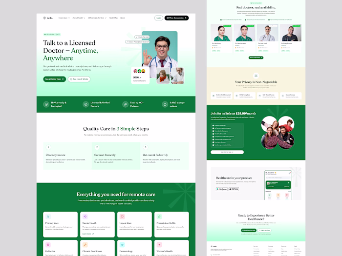 Telehealth Consultation Platform – Healthcare Website UI A m...