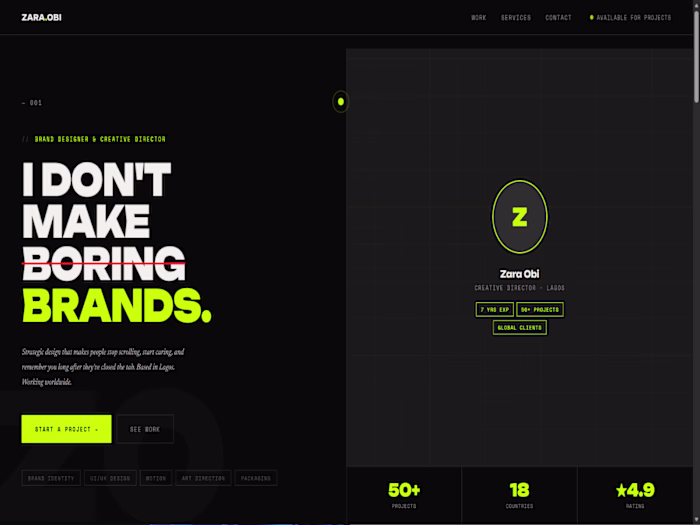 Creative portfolio site for a