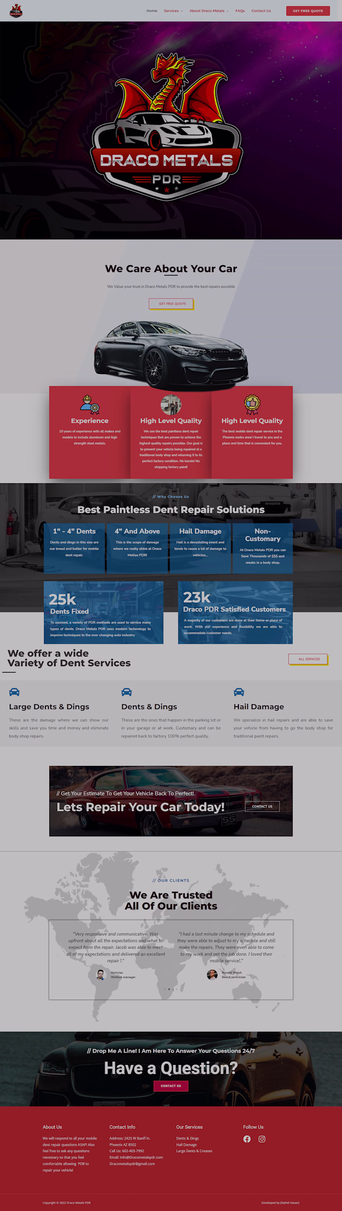 Draco Metals PDR WordPress website