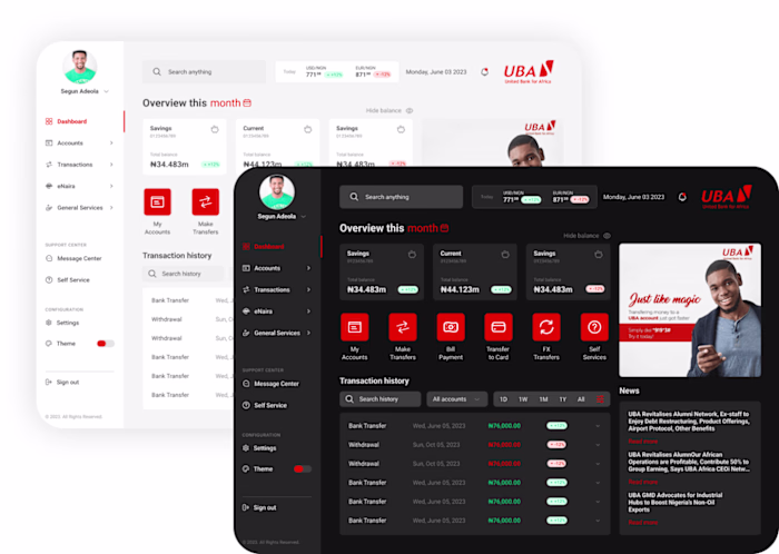 UI Redesign for Bank Internet Banking Web App