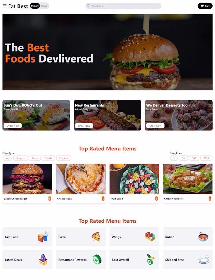 Online Food Website with food filtration feature.