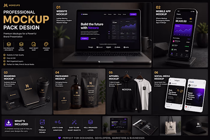 I create premium mockup packs