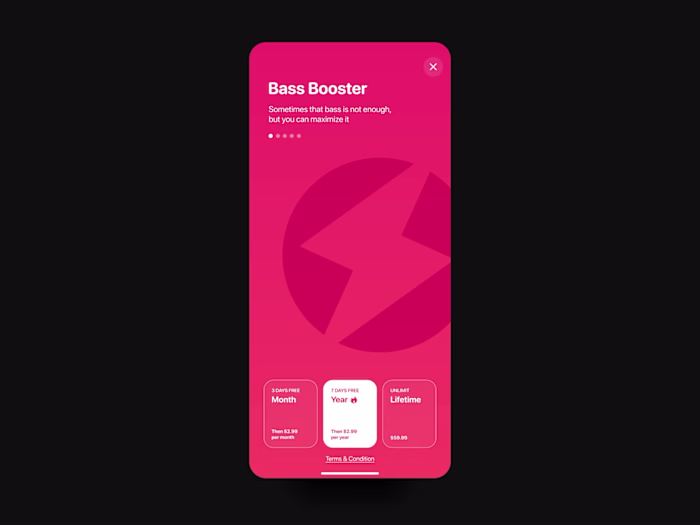 Bass Booster App | Premium Paywall & Subscription UI