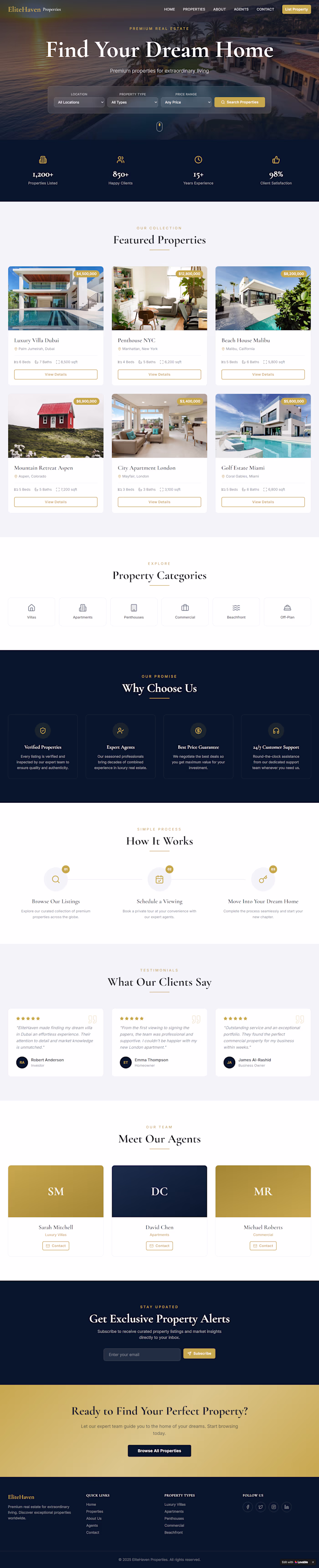 AI-powered premium real estate landing