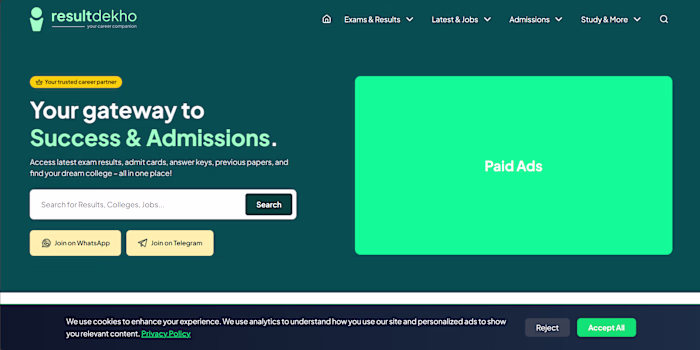 ResultDekho (http://ResultDekho.net)  Full-Stack Portal