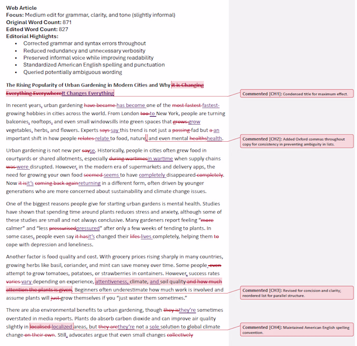 Web/Blog Article copy edit

Editorial Highlights:
-
