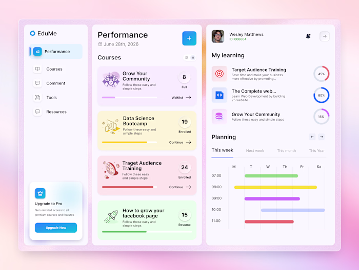 EduMe - Learning Dashboard UI