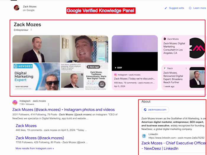 Google Knowledge Panel for Person