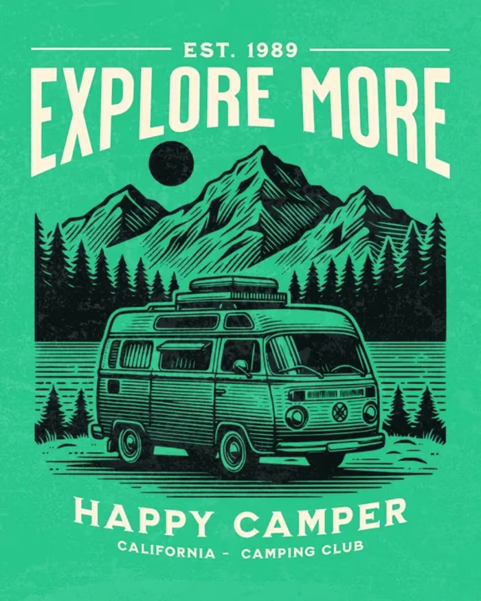 Retro Outdoors T-Shirt Design Template