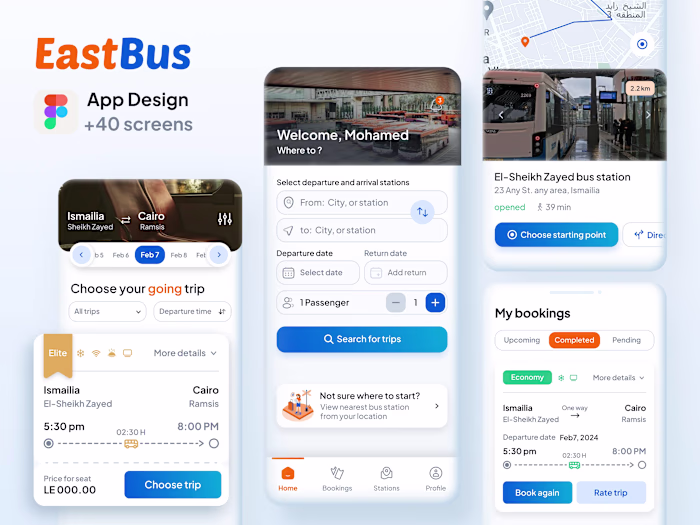 Mobile App Design for a Bus travel company in Egypt