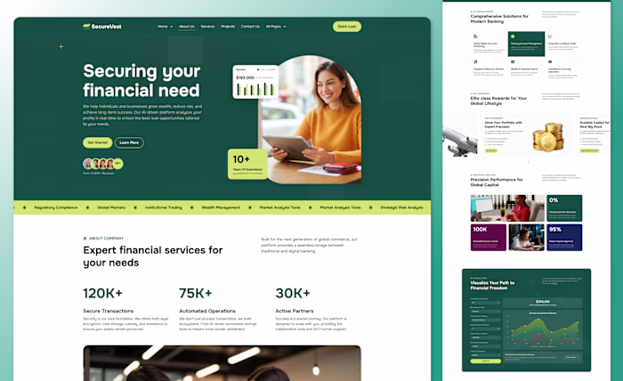 Digital Banking & Fintech Website UI Design - Securevest