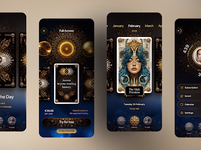 Tarot Reading Mobile App UI Design